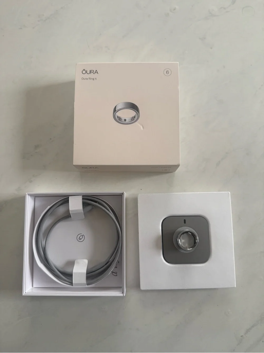 Oura Gen 4 Size 6 Silver Charging Dock and Cable Set